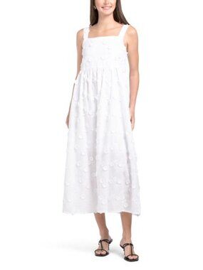 4 OUR DREAMERS Tiered Tank Dress With Floral Appliques
